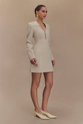 Arora Suiting Blazer Dress With Pleating - Sand